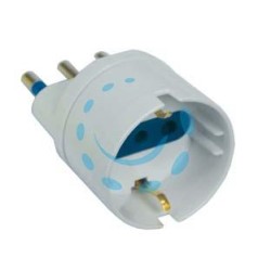 ADATTATORE 2P+T CON PRESA SCHUKO BIANCA - spina 10A bianco