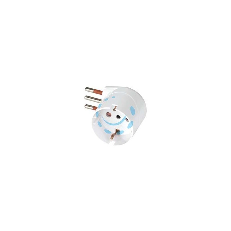 ADATTATORE SALVASPAZIO SCHUKO 90° 2P+T BIANCO - 16A