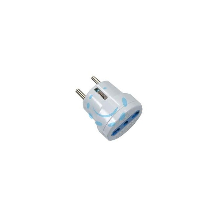 ADATTATORE BIPASSO 2P+T SPINA SCHUKO BIANCO - spina 16A presa 10/16A bianco