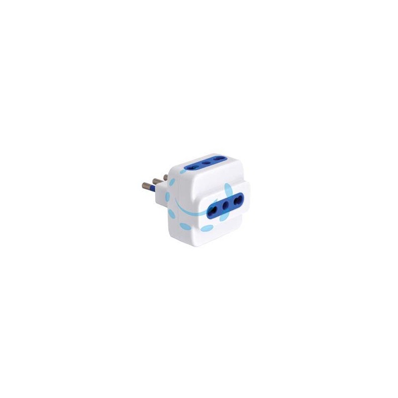 ADATTATORE TRIPLO 2P+T BIANCO - spina 16A prese 10/16A bianco
