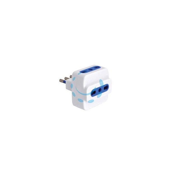 ADATTATORE TRIPLO 2P+T BIANCO - spina 16A prese 10/16A bianco