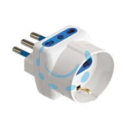 ADATTATORE TRIPLO 2P+T CON SCHUKO BIANCO - spina 16A e prese 10/16A bianco