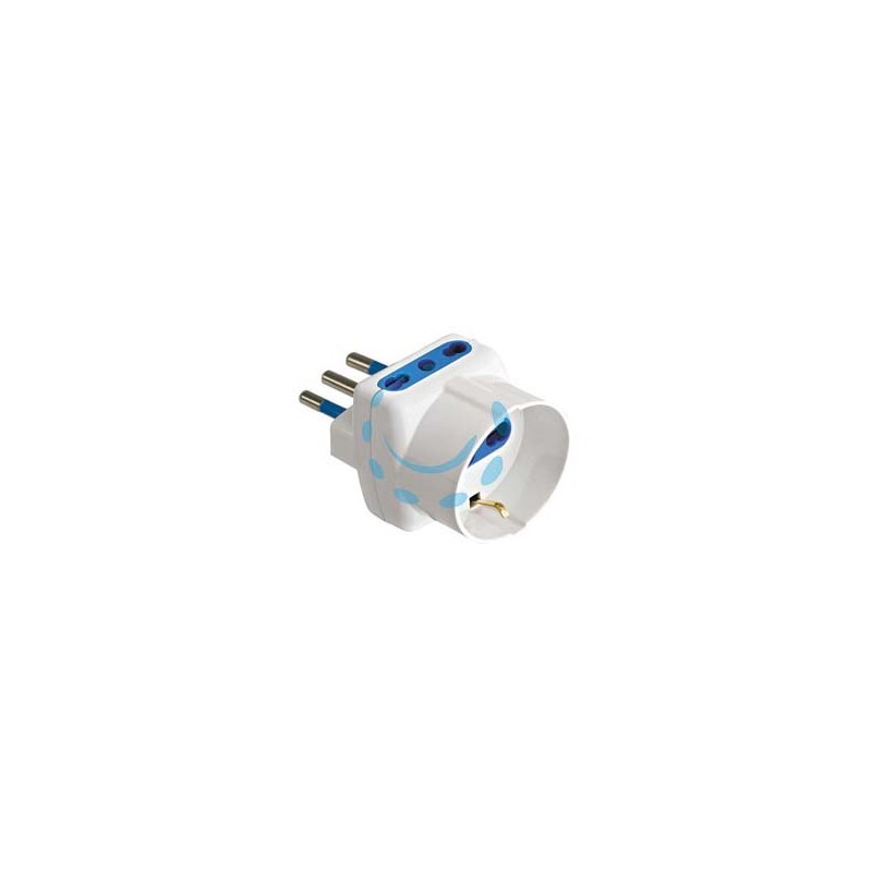 ADATTATORE TRIPLO 2P+T CON SCHUKO BIANCO - spina 16A e prese 10/16A bianco