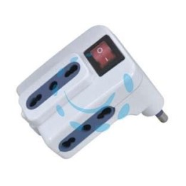ADATTATORE TRIPLO CON INTERRUTTORE BIANCO - spina 16A colore bianco