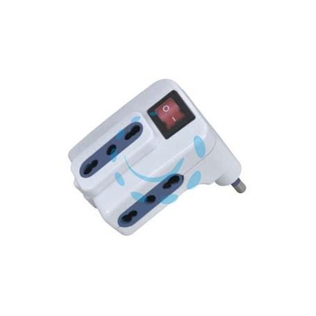 ADATTATORE TRIPLO CON INTERRUTTORE BIANCO - spina 16A colore bianco
