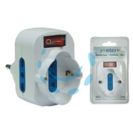 ADATTATORE ROTANTE TRIPLO CON SCHUKO E INTERRUTTORE BIANCO - spina 16A colore bianco