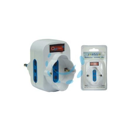 ADATTATORE ROTANTE TRIPLO CON SCHUKO E INTERRUTTORE BIANCO - spina 16A colore bianco