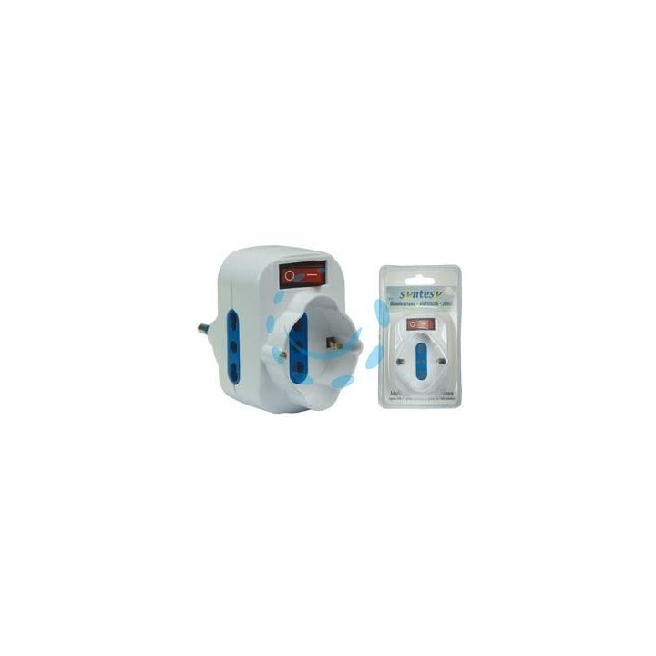 ADATTATORE ROTANTE TRIPLO CON SCHUKO E INTERRUTTORE BIANCO - spina 16A colore bianco