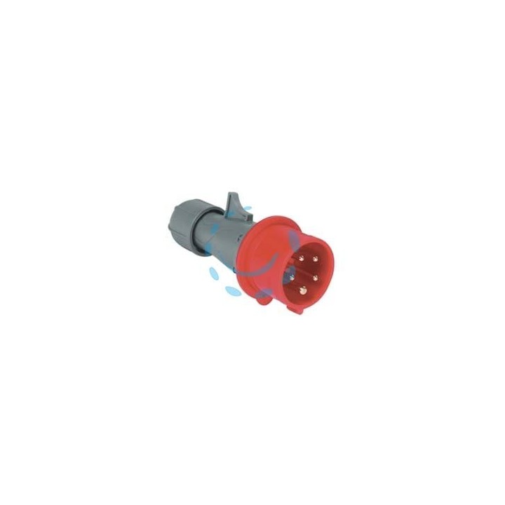 SPINA INDUSTRIALE VOLANTE ROSSA 3P+N+E CEE IP44 -16A colore rosso