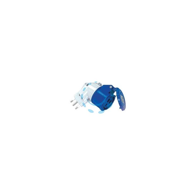 ADATTATORE INDUSTRIALE CON SPINA 16A E PRESA CEE IP44 - 16A colore blu