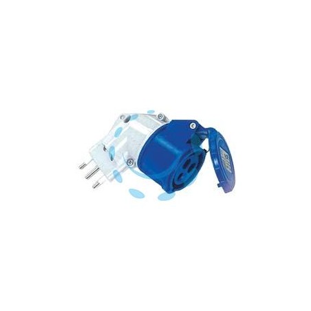 ADATTATORE INDUSTRIALE CON SPINA 16A E PRESA CEE IP44 - 16A colore blu