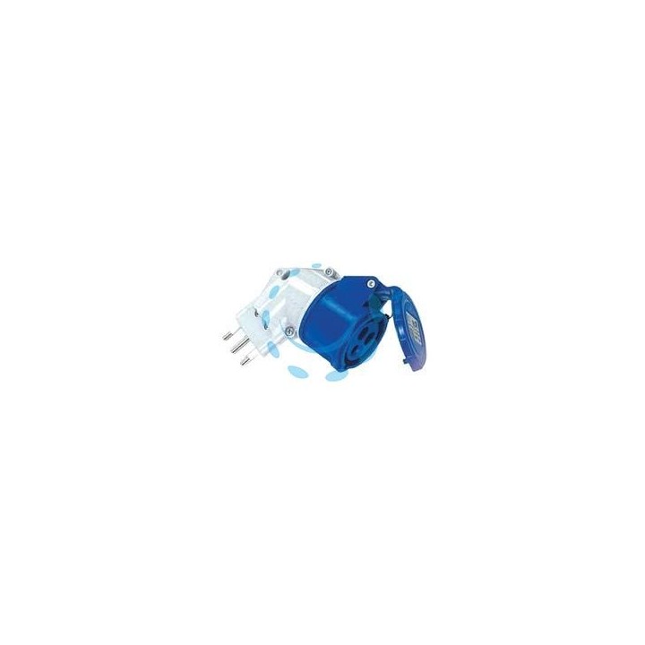 ADATTATORE INDUSTRIALE CON SPINA 16A E PRESA CEE IP44 - 16A colore blu