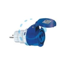 ADATTATORE INDUSTRIALE CON SPINA SCHUKO E PRESA CEE IP44 - 16A colore blu