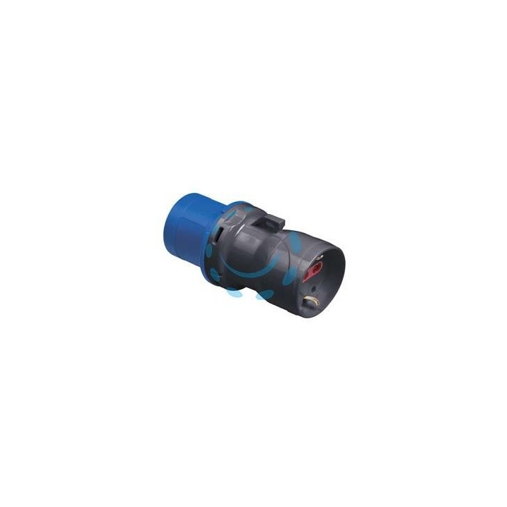 ADATTATORE INDUSTRIALE C/ SPINA CEE E PRESA SCHUKO 10/16A BIPASSO IP44 - 16A colore blu
