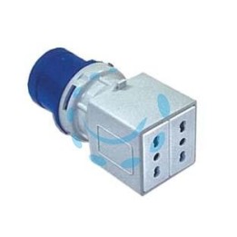 ADATTATORE INDUSTRIALE CON SPINA CEE E DUE PRESE 10/16A BIPASSO IP20 -16A colore blu