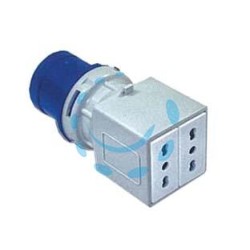ADATTATORE INDUSTRIALE CON SPINA CEE E DUE PRESE 10/16A BIPASSO IP20 -16A colore blu