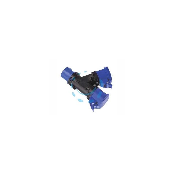 ADATTATORE INDUSTRIALE CON SPINA CEE E DUE PRESE CEE IP44 - 16A colore blu