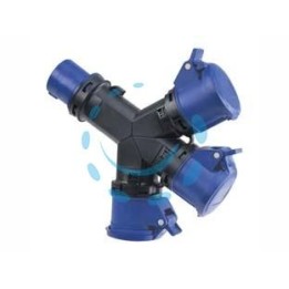 ADATTATORE INDUSTRIALE CON SPINA CEE E TRE PRESE CEE IP54 - 16A colore blu