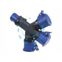 ADATTATORE INDUSTRIALE CON SPINA CEE E TRE PRESE CEE IP54 - 16A colore blu