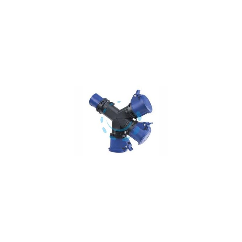 ADATTATORE INDUSTRIALE CON SPINA CEE E TRE PRESE CEE IP54 - 16A colore blu