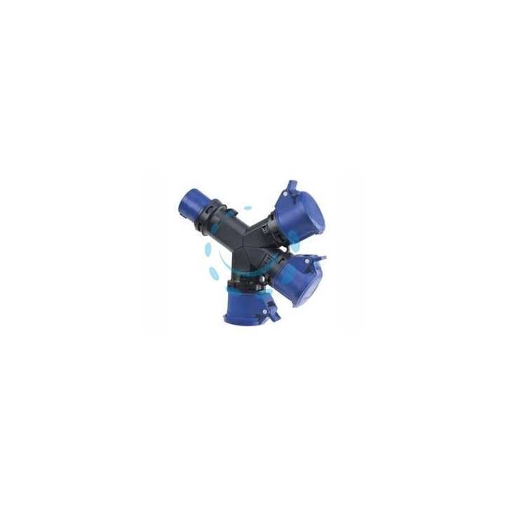 ADATTATORE INDUSTRIALE CON SPINA CEE E TRE PRESE CEE IP54 - 16A colore blu