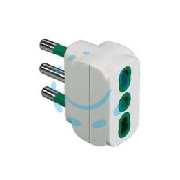ADATTATORE 2 POLI + TERRA BIPASSO BIANCO - bianco 82110