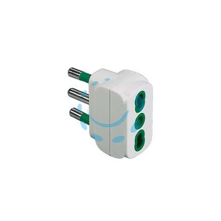 ADATTATORE 2 POLI + TERRA BIPASSO BIANCO - bianco 82110