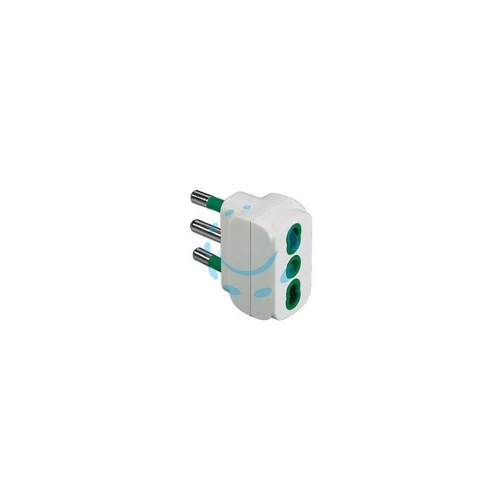 ADATTATORE 2 POLI + TERRA BIPASSO BIANCO - bianco 82110