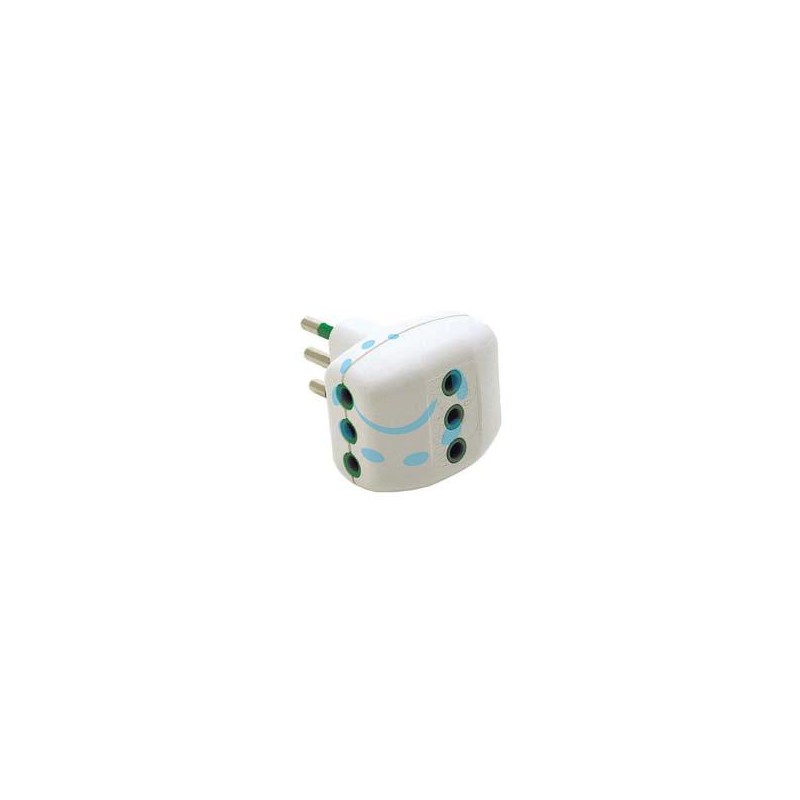 ADATTATORE TRIPLO 2 POLI + TERRA 10A BIANCO - bianco 82200