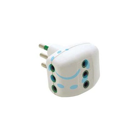 ADATTATORE TRIPLO 2 POLI + TERRA 10A BIANCO - bianco 82200