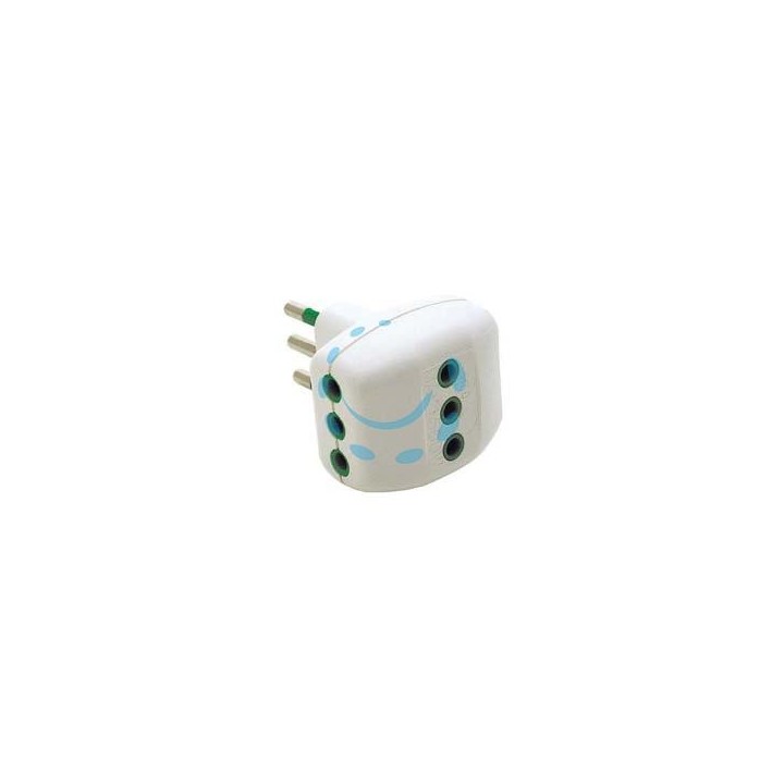 ADATTATORE TRIPLO 2 POLI + TERRA 10A BIANCO - bianco 82200