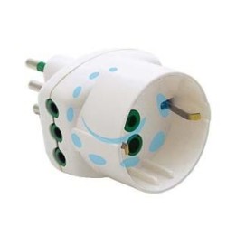 ADATTATORE TRIPLO 2 POLI + TERRA SCHUKO BIANCO - bianco 82210