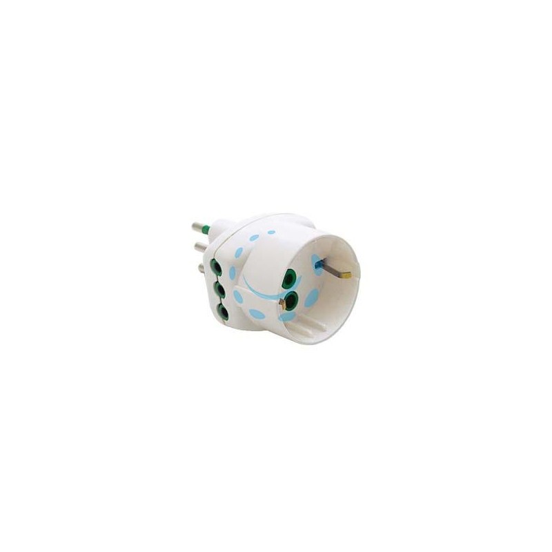 ADATTATORE TRIPLO 2 POLI + TERRA SCHUKO BIANCO - bianco 82210