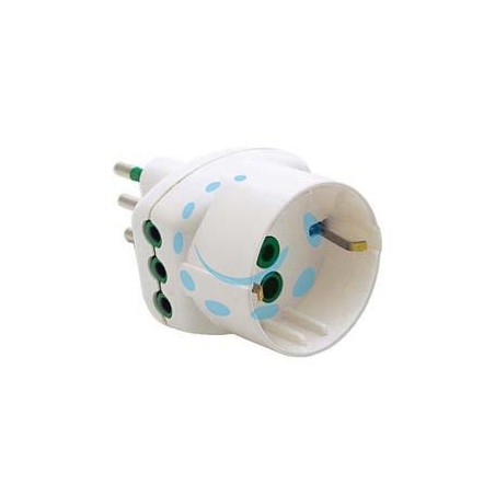 ADATTATORE TRIPLO 2 POLI + TERRA SCHUKO BIANCO - bianco 82210