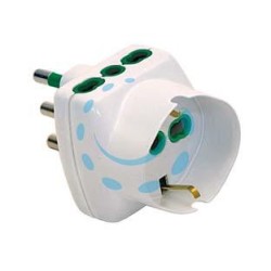 ADATTATORE TRIPLO SCHUKO 2 POLI + TERRA 16A VERTICAL SYSTEM - bianco 82240