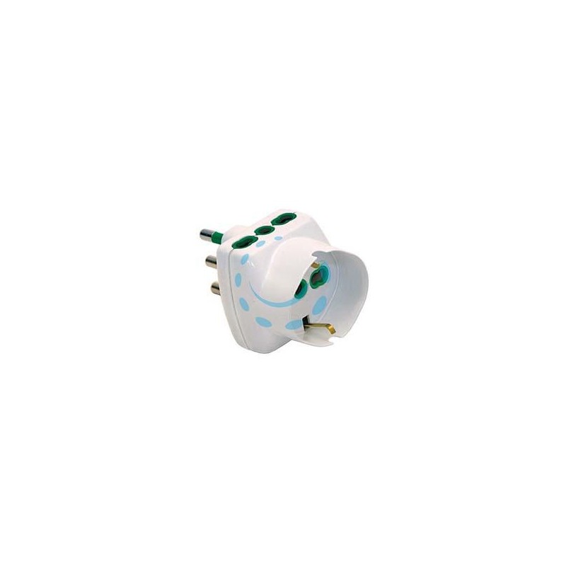 ADATTATORE TRIPLO SCHUKO 2 POLI + TERRA 16A VERTICAL SYSTEM - bianco 82240