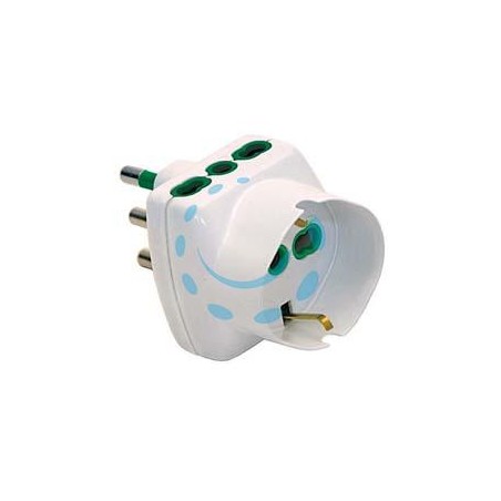 ADATTATORE TRIPLO SCHUKO 2 POLI + TERRA 16A VERTICAL SYSTEM - bianco 82240