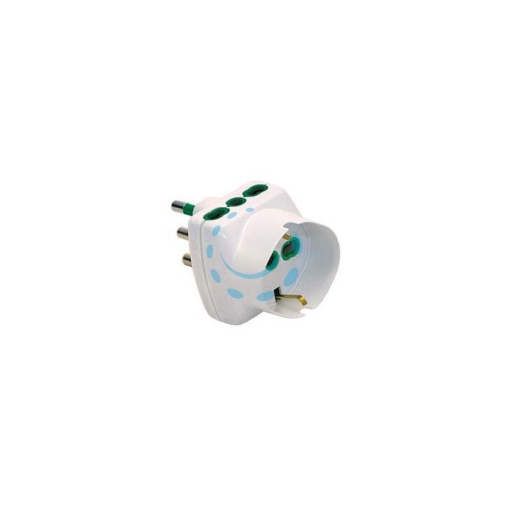 ADATTATORE TRIPLO SCHUKO 2 POLI + TERRA 16A VERTICAL SYSTEM - bianco 82240