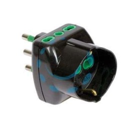 ADATTATORE TRIPLO SHUKO 2 POLI + TERRA 16A VERTICAL SYSTEM - nero 82241
