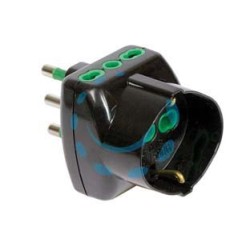 ADATTATORE TRIPLO SHUKO 2 POLI + TERRA 16A VERTICAL SYSTEM - nero 82241