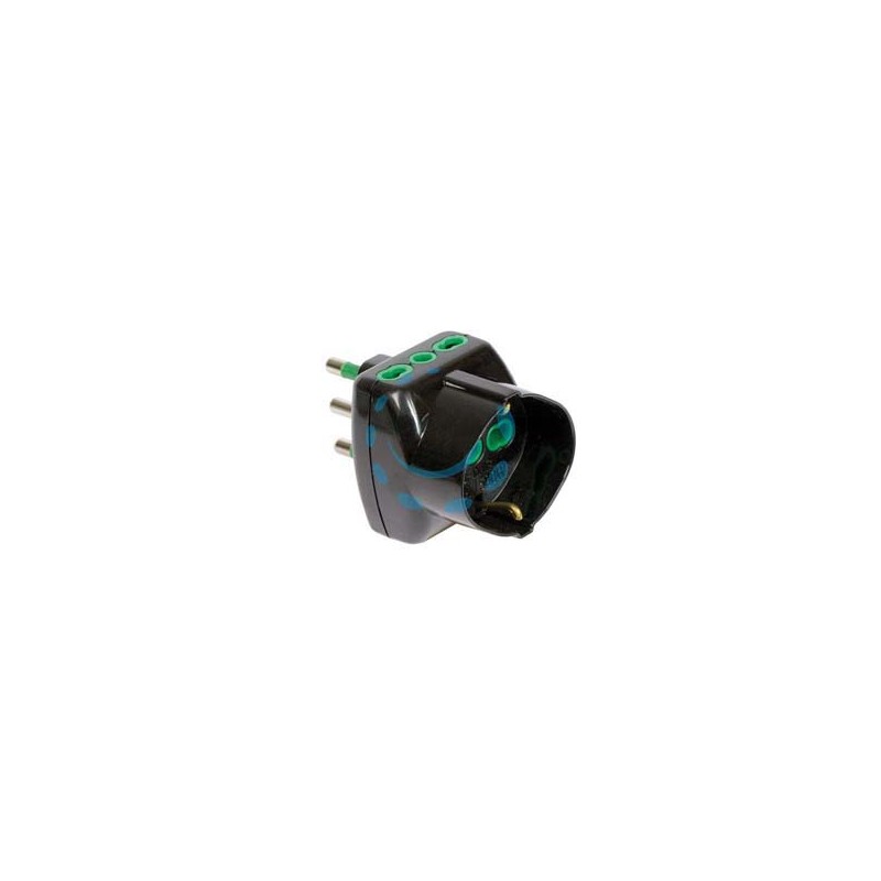 ADATTATORE TRIPLO SHUKO 2 POLI + TERRA 16A VERTICAL SYSTEM - nero 82241