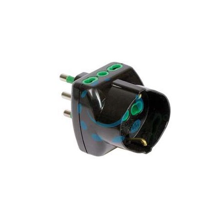 ADATTATORE TRIPLO SHUKO 2 POLI + TERRA 16A VERTICAL SYSTEM - nero 82241