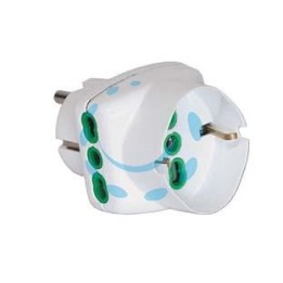 ADATTATORE TRIPLO 2 POLI + TERRA SCHUKO BIPASSO SPINA SCHUKO - bianco 82230