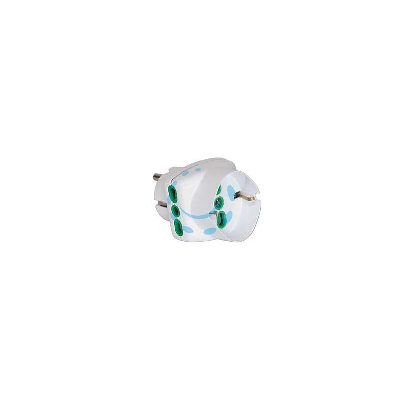 ADATTATORE TRIPLO 2 POLI + TERRA SCHUKO BIPASSO SPINA SCHUKO - bianco 82230