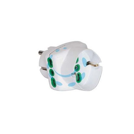 ADATTATORE TRIPLO 2 POLI + TERRA SCHUKO BIPASSO SPINA SCHUKO - bianco 82230
