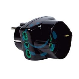 ADATTATORE TRIPLO 2 POLI + TERRA SCHUKO BIPASSO SPINA SCHUKO - nero 82231