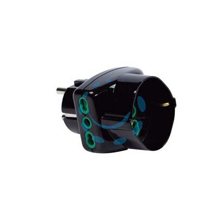 ADATTATORE TRIPLO 2 POLI + TERRA SCHUKO BIPASSO SPINA SCHUKO - nero 82231
