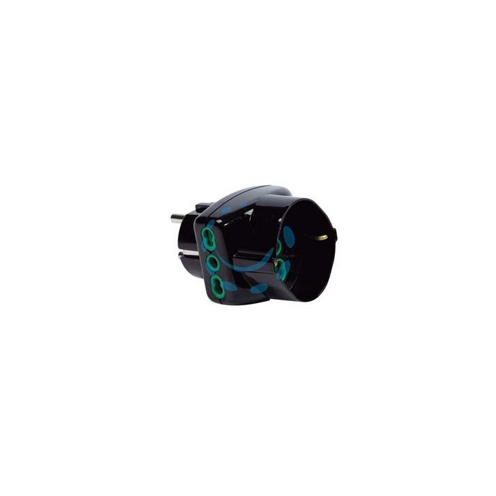 ADATTATORE TRIPLO 2 POLI + TERRA SCHUKO BIPASSO SPINA SCHUKO - nero 82231