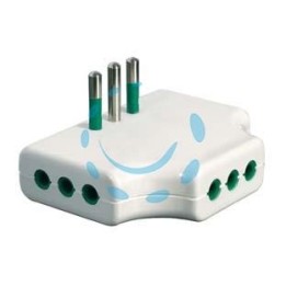 ADATTATORE TRIPLO PIATTO 2 POLI + TERRA 10A BIANCO - bianco 82250