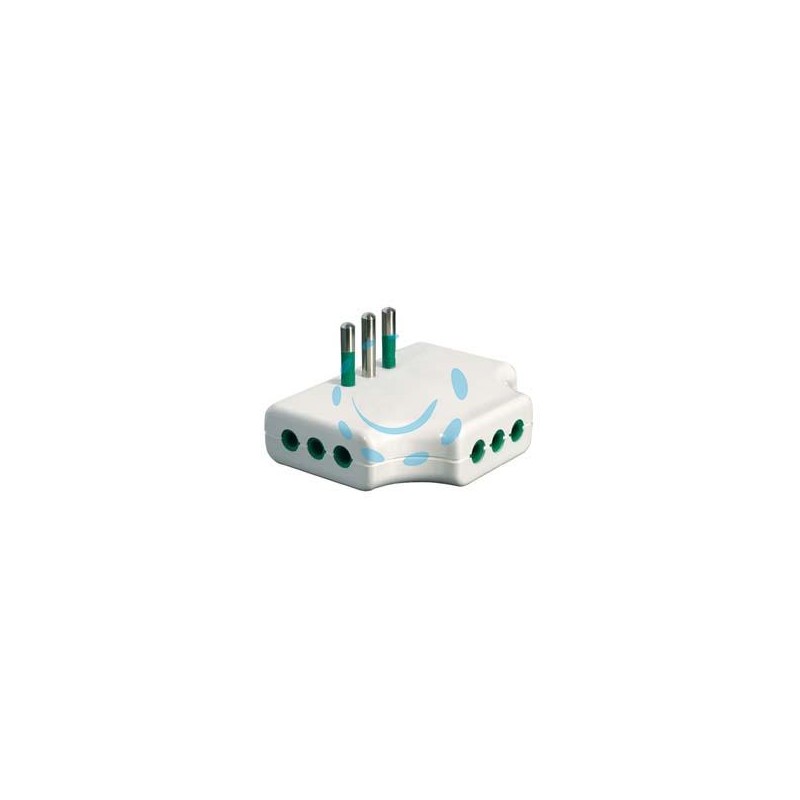 ADATTATORE TRIPLO PIATTO 2 POLI + TERRA 10A BIANCO - bianco 82250